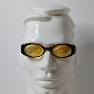 Ralph Ralph Lauren Sunglasses One Size Black Yellow Tint Oval Unisex Y2K Retro